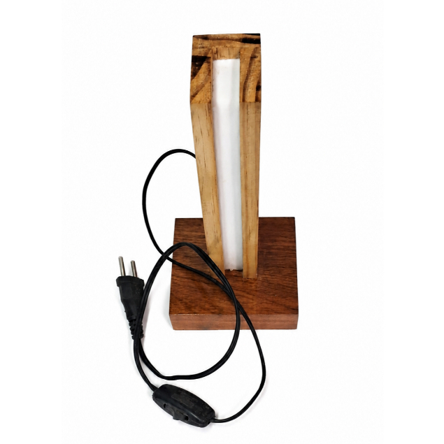 Luminária LED de Madeira Minimalista Luz Quente – Abajur Decorativo Moderno para Mesa e Cabeceira