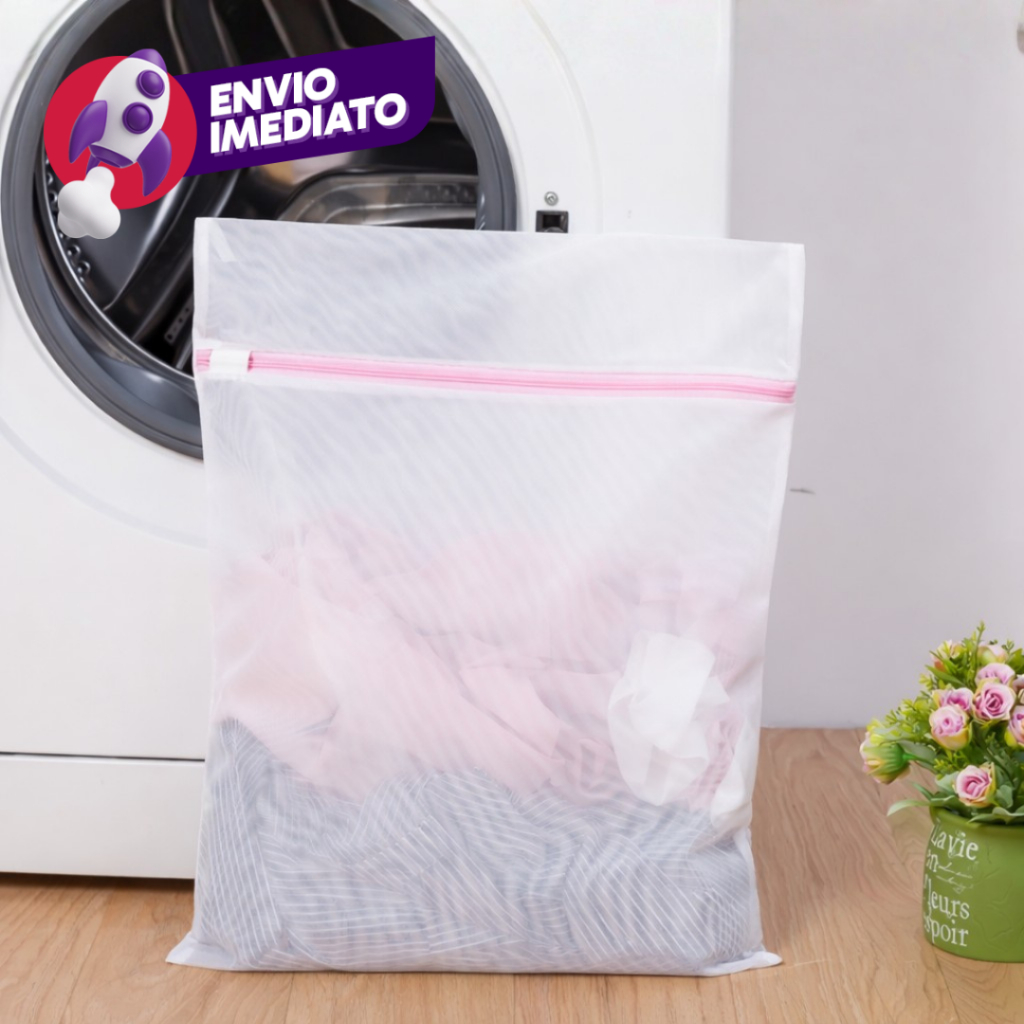 Saco Lava Roupa Delicada Máquina Saquinho Com Ziper Proteção Organização Mala Viagem 40X50