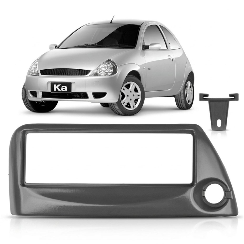 Moldura Painel 1 Din Ford Ka 2002 Com Furo Cinza Rádio Automotivo Encaixe Original