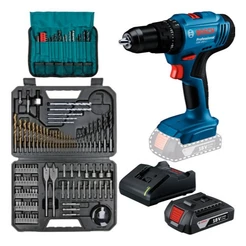 Kit Furadeira Parafusadeira Bosch GSB 183-LI + Bateria 2 Ah + Jogo 103 Brocas e Bits