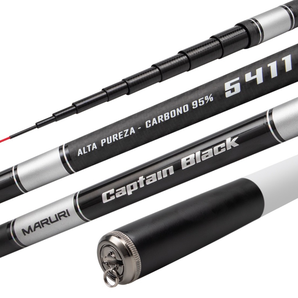 Vara de Pesca Telescópica Maruri Captain Black 95% Carbono - Excelente Qualidade