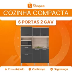 Cozinha Compacta 6 Portas 2 Gavetas Harmonia Demóbile