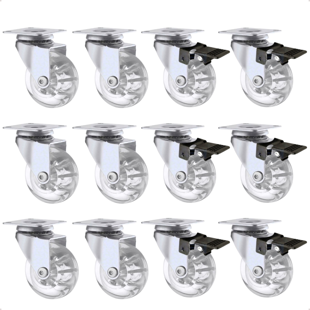 Rodizio giratório 50mm Silicone Gel Rodinhas Com e Sem Trava Freio