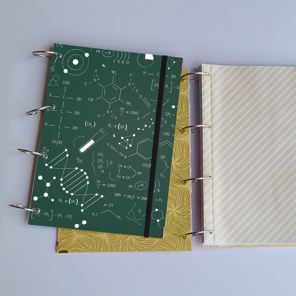 Caderno Argolado Ciência Lab (Capa e Argolas Articuladas) Universitário Colegial A5 Fichário