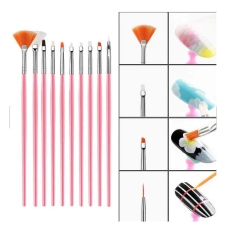 Kit Com 15 Pincéis Para Decoração De Unhas - Nail ART