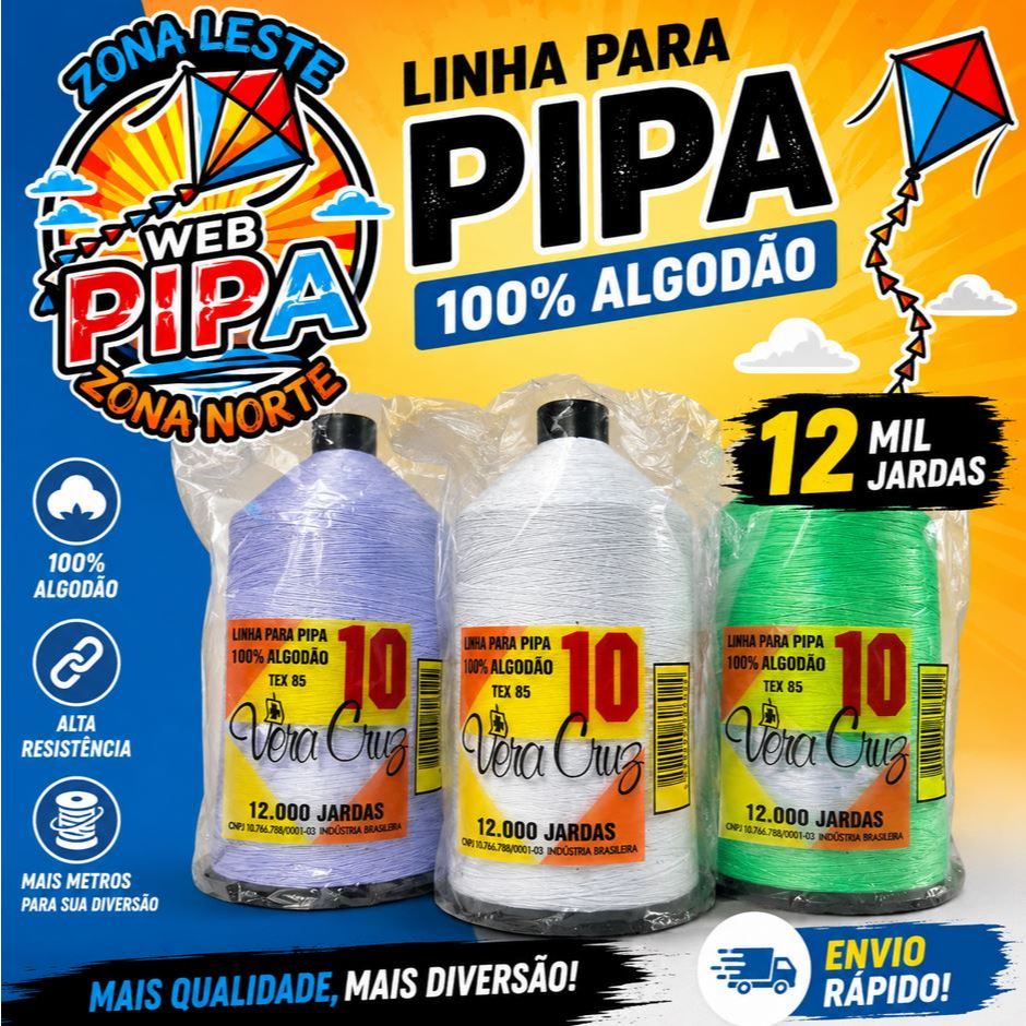 Linha Vera Cruz Fio 10 Para Pipa 12000 Jardas