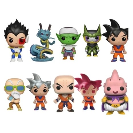 Bonecos Dragon Ball Com Caixa Expositora 10 Cm Vinil Vegeta Kuririn Piccolo Majin Boo Mestre Kame