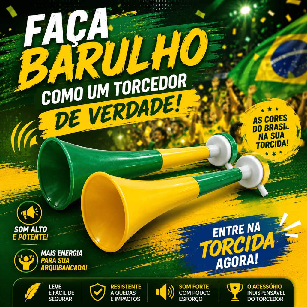 Corneta Brasil Barulhenta Copa do Mundo Torcida Seleção Brasileira Som Alto Verde Amarela