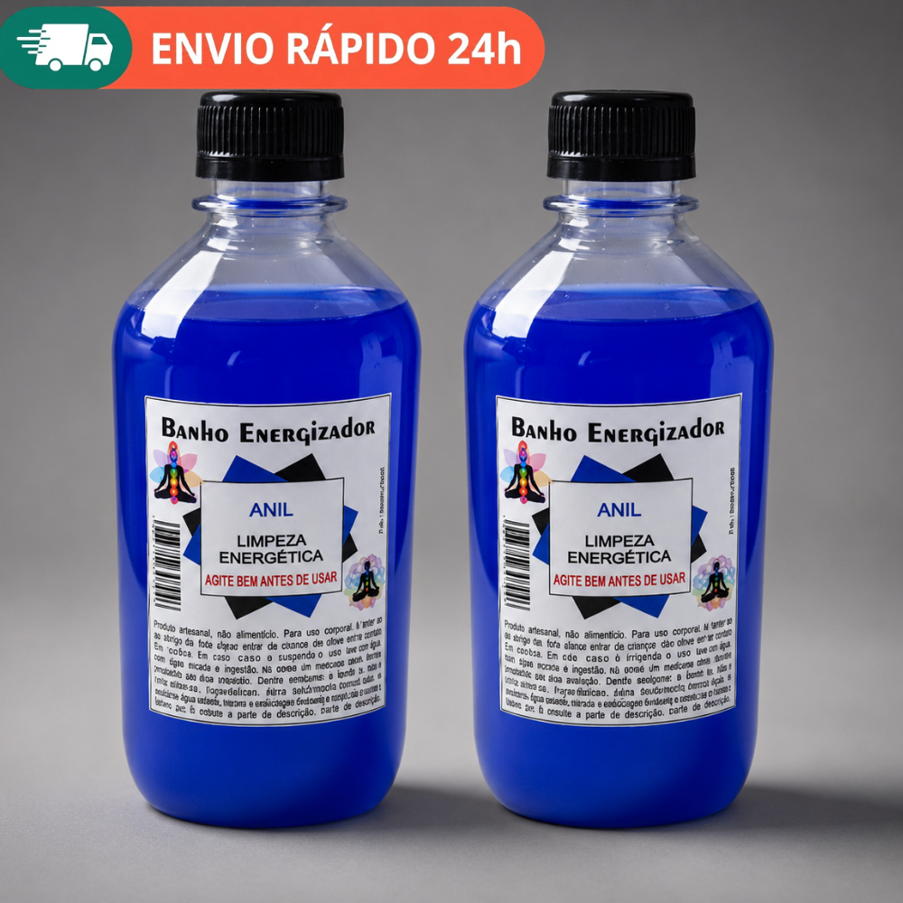 Kit 2 Banhos de Anil 500ml Limpeza Espiritual Proteção Energética Descarrego e Purificação