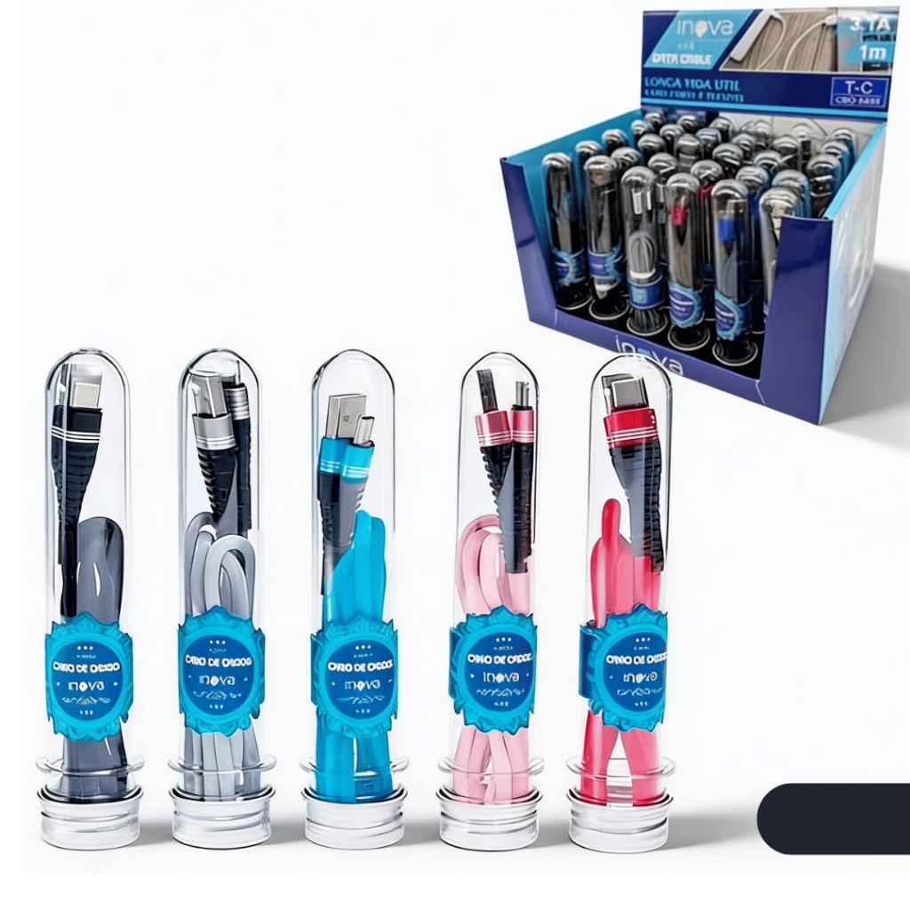 Kit 30 cabos carregador reforçado carga rápido para tipo c inova tubo