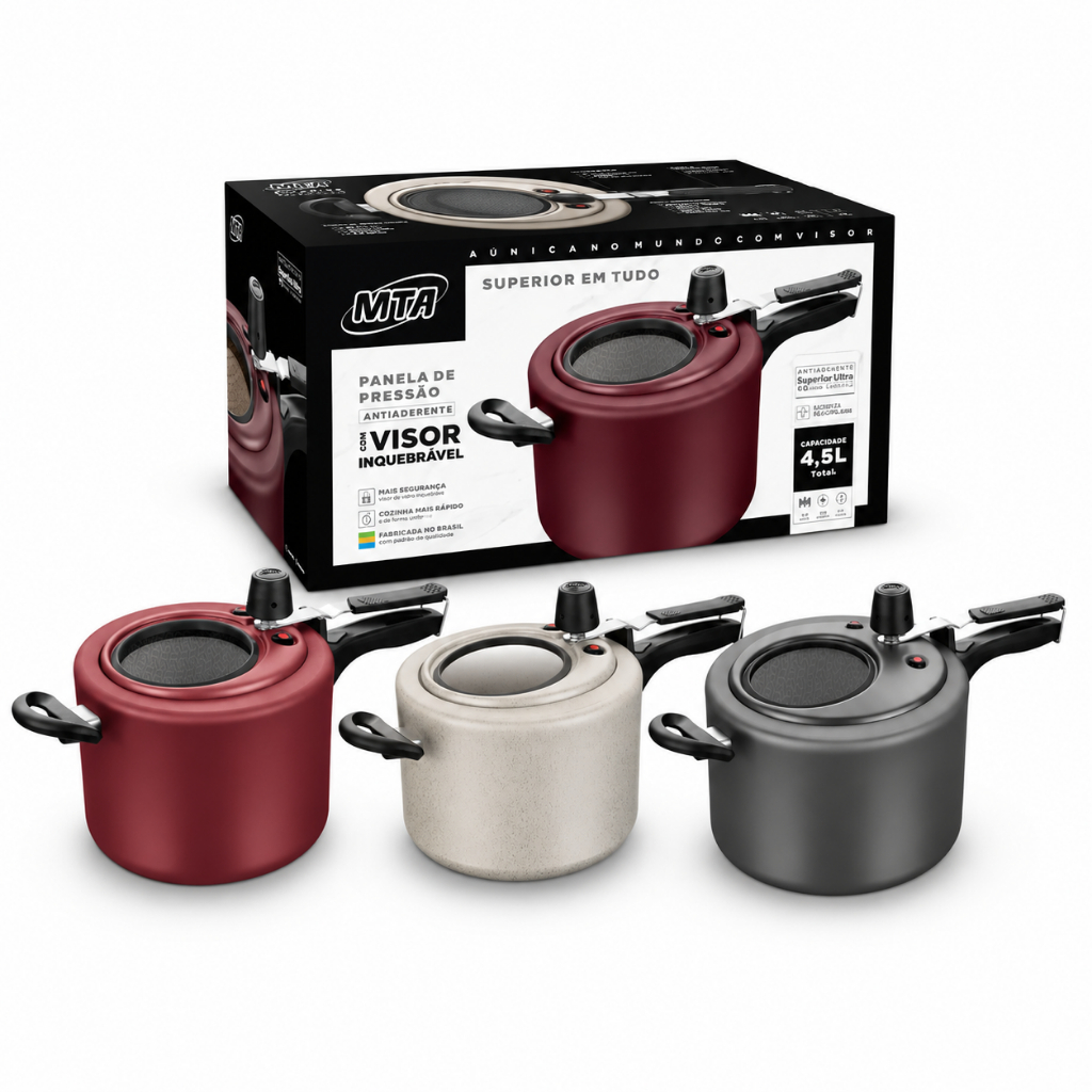 Panela MTA Pressão 4,5L com Visor Superior Vidro