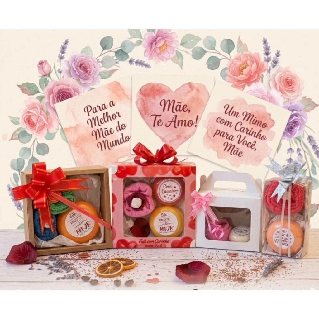 Kit Presente Dia das Mães Natura Sabonete 90g + Toalha Mimo Lembrancinha Mães Lembrança Carinhosa Perfumado Presente