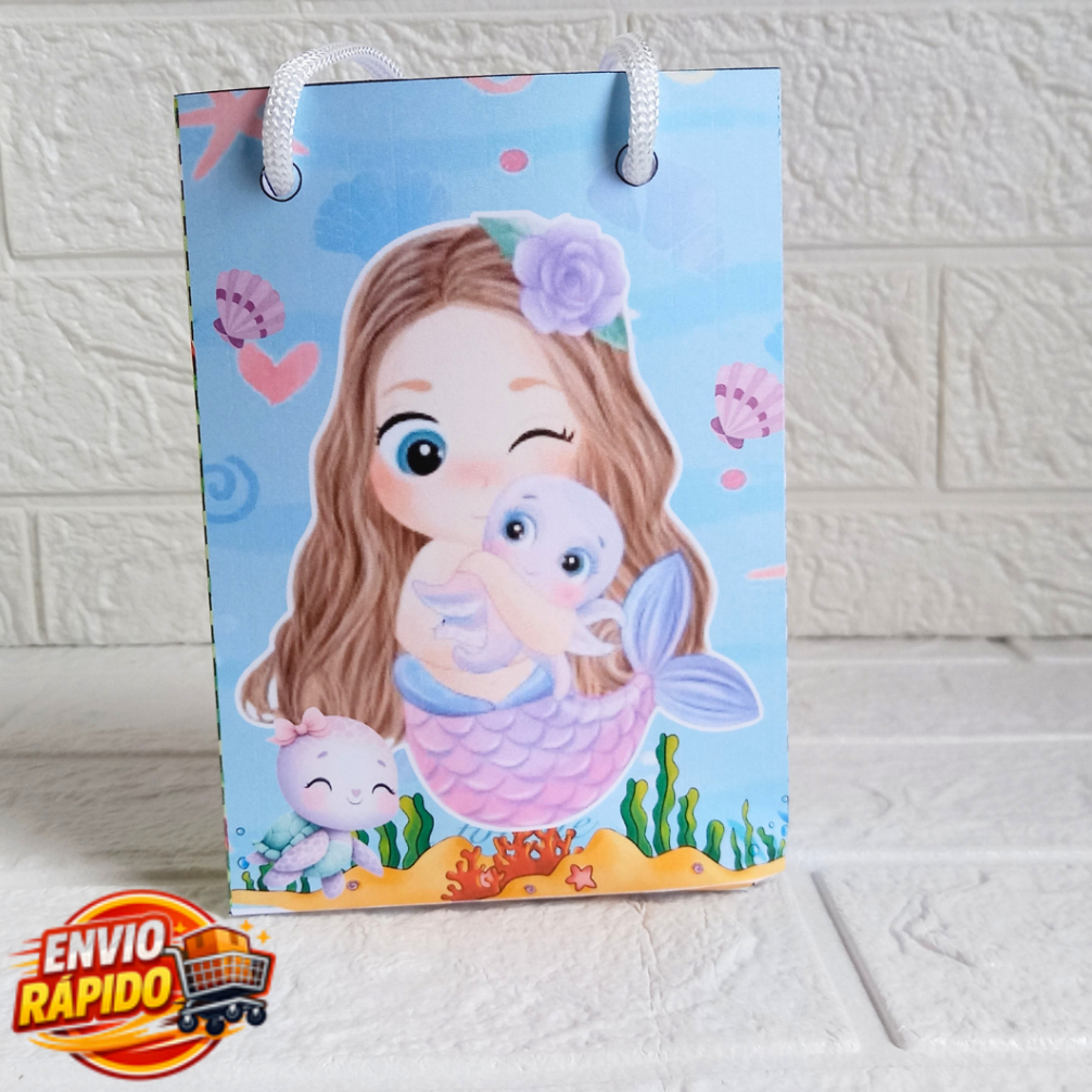 Sacolinha Sereia  Cute  Personalizada| Festa Infantil|Lembrancinhas|Aniversário|mesversário|supresa