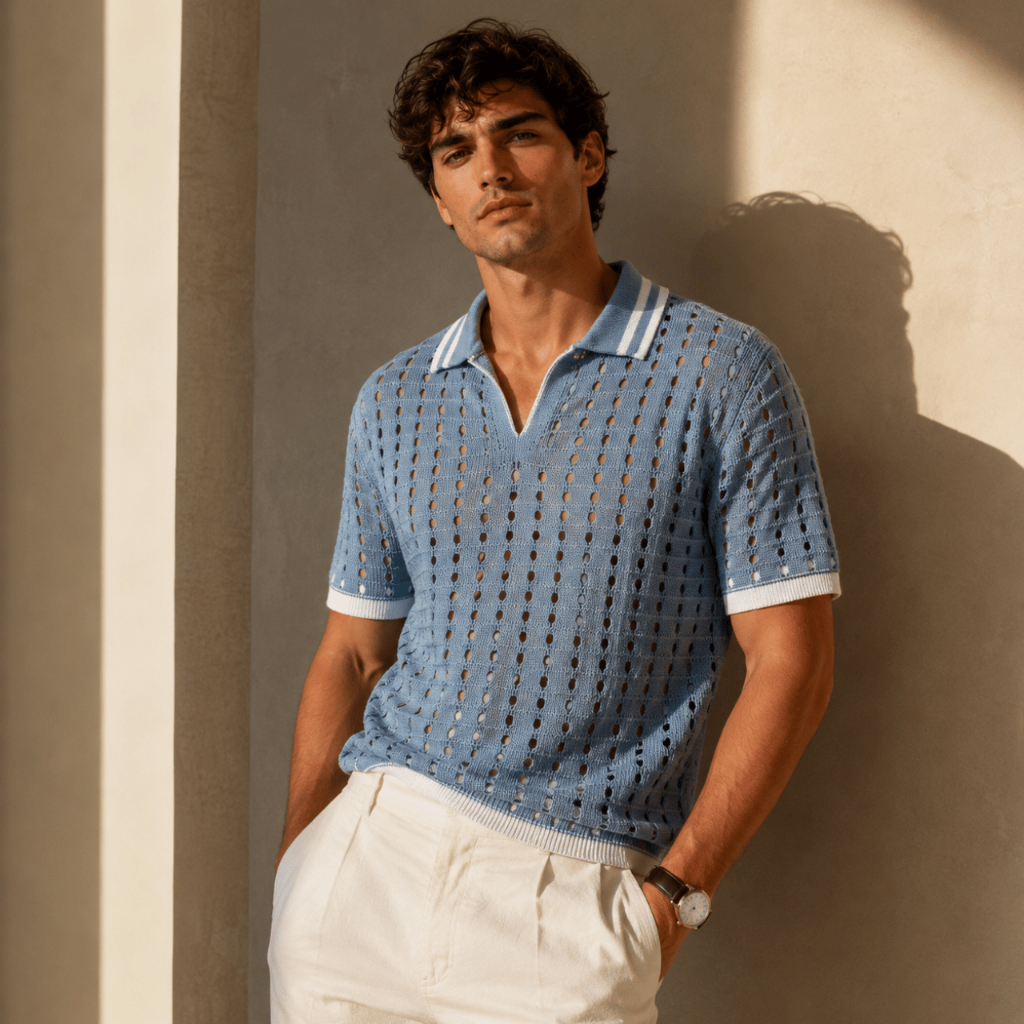 Polo Tricot Camisa Vazada Premium Inspirada Na Argentina Elegante Leve Moderna Confortável Macio