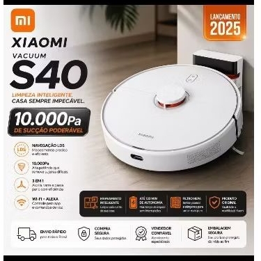 Robô Aspirador S40 10.000Pa LDS | Aspira e Passa Pano | Mapeamento Inteligente | Bivolt
