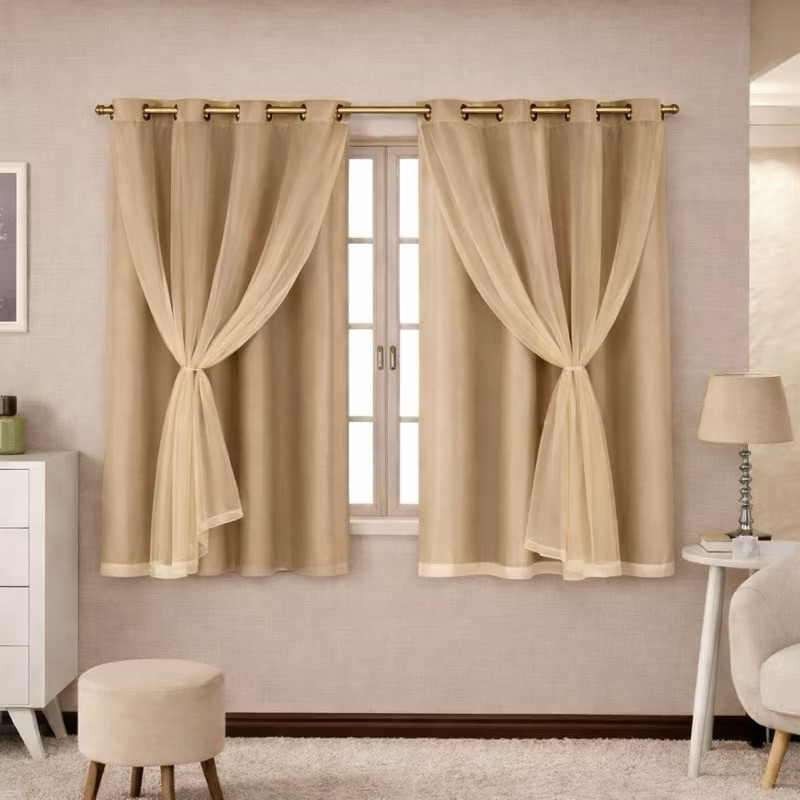 Cortina Blackout LADO ÚNICO com Voil Liso (1,40m x 1,80m) Blecaute