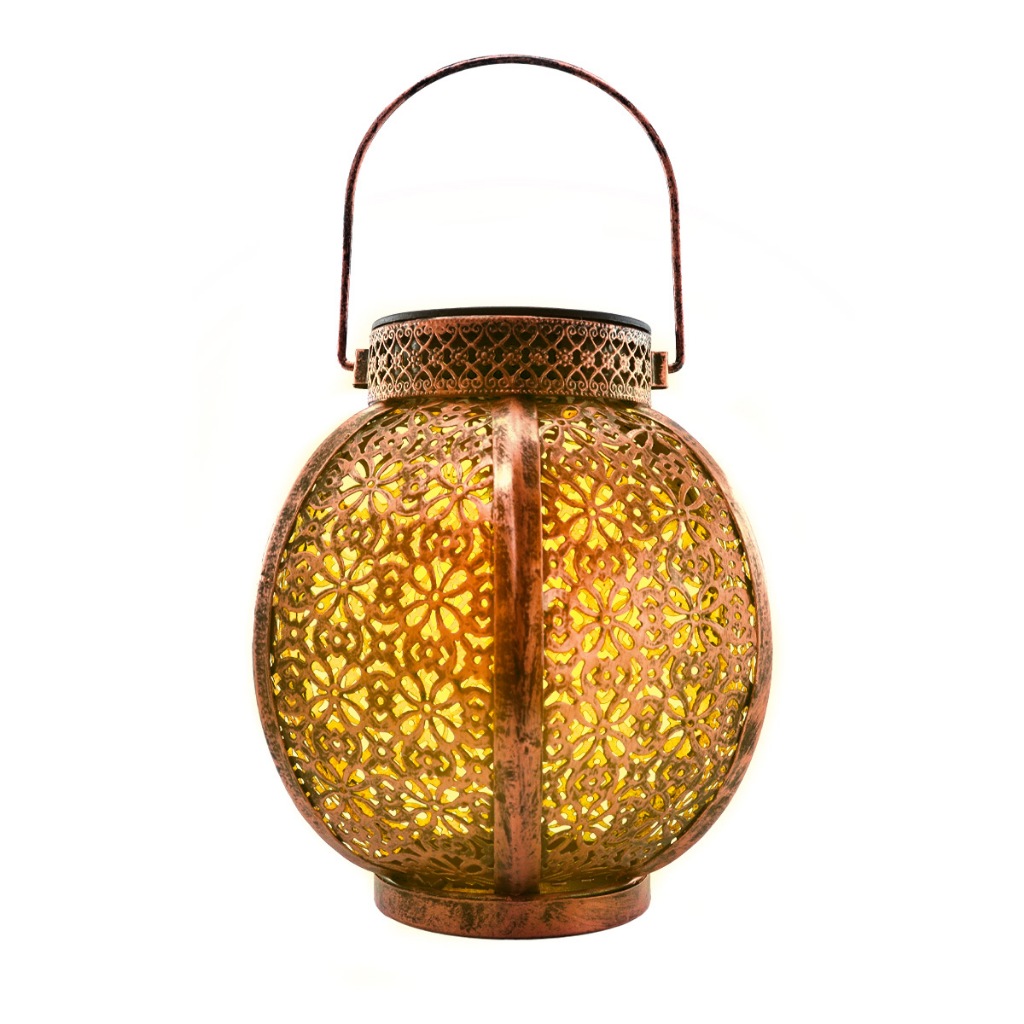Luminária Solar Marroquina LED Decorativa Jardim À Prova D'água  Lanterna Vintage Externa Sem Fio