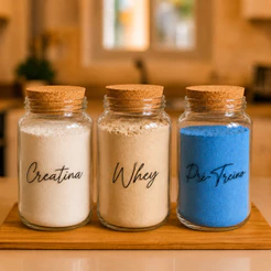 Kit 3 potes de mantimentos - whey, creatina, pré-treino, pós-treino, termogênico, Hipercalórico - pote hermético 830ml