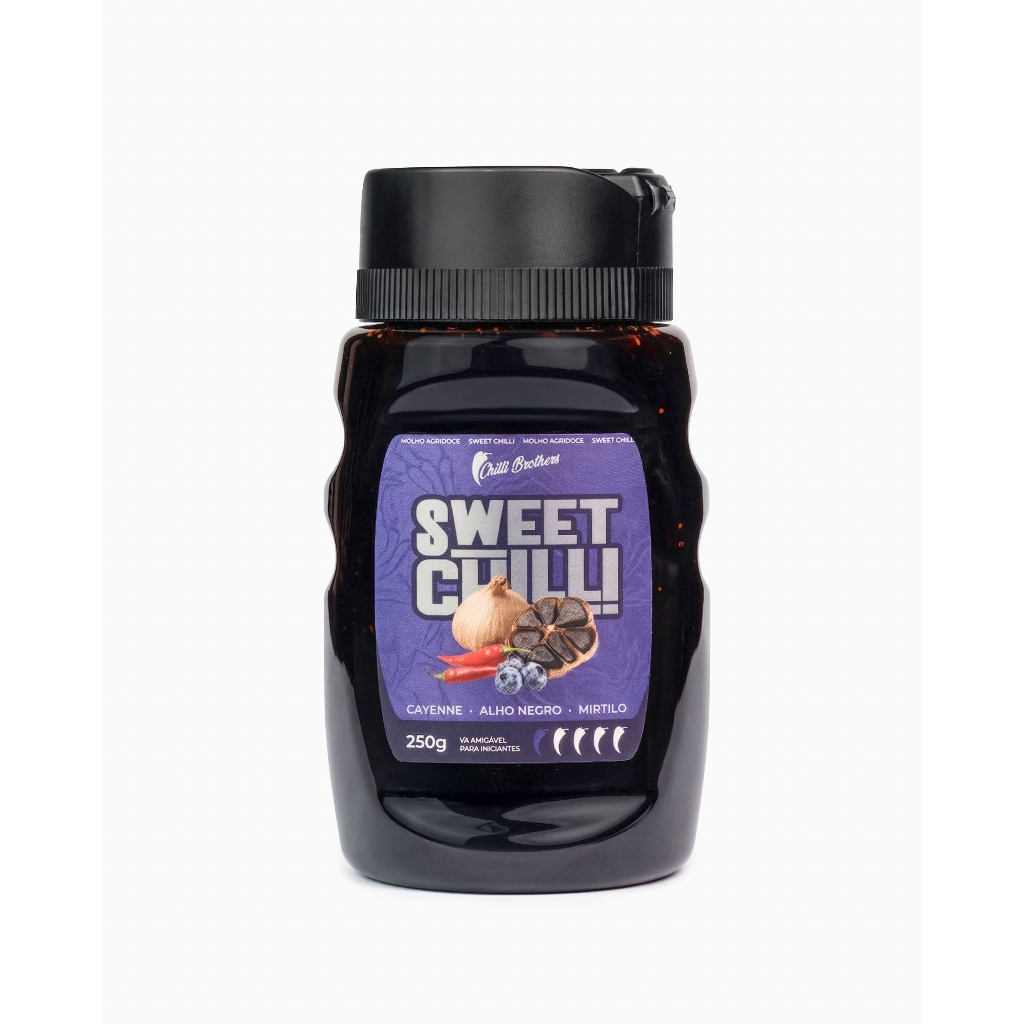 Molho Agridoce Sweet Chilli de Mirtilo, Alho Negro e Pimenta Caiena 250g - Chilli Brothers