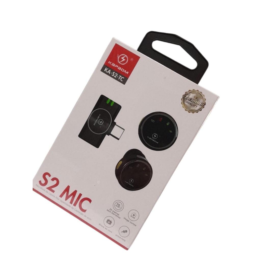 MICROFONE LAPELA DUPLO MIC TIPO C WIRELESS KAPBOM KA-S2-TC