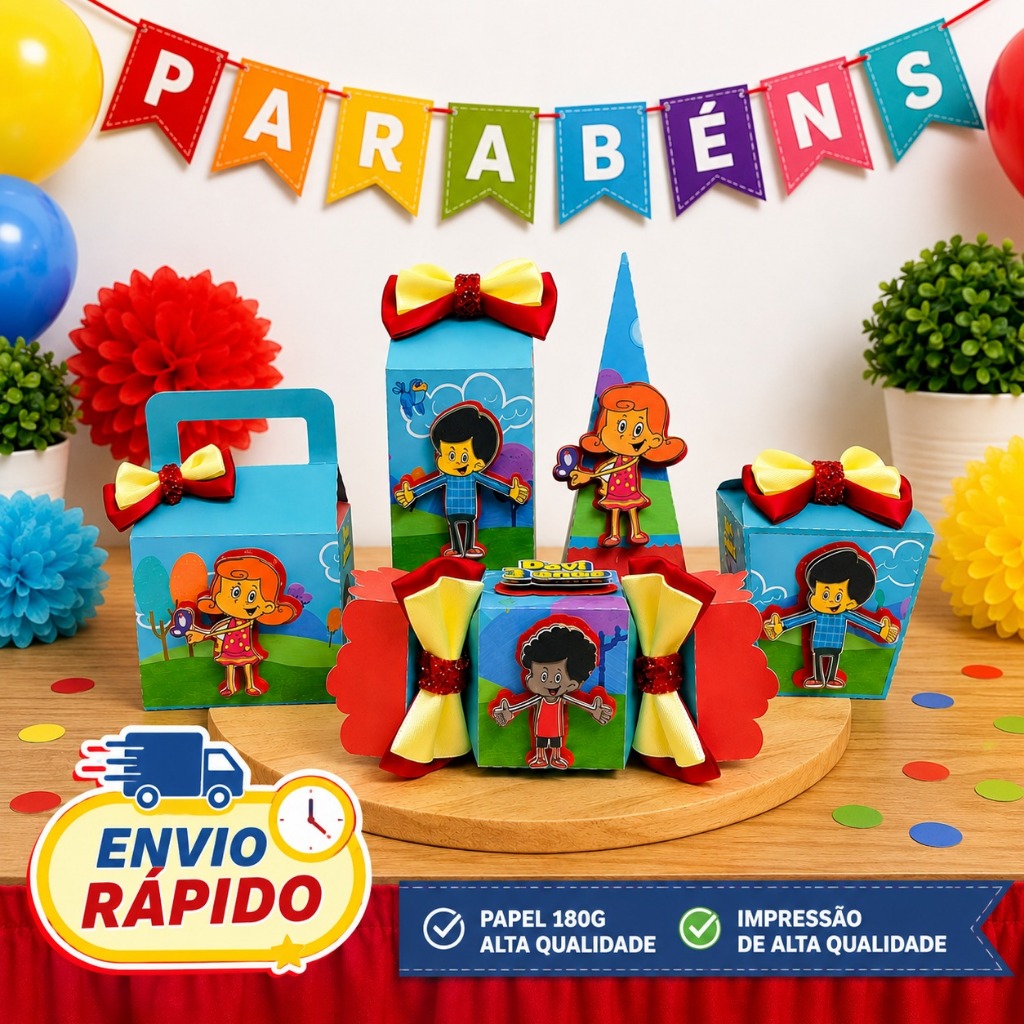 Envio Rapido Kit festa 3 Palavrinhas  Lembrancinhas aniversário pegue e monte festa infantil decoração sacolinha Convite