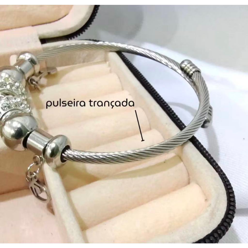 Aço Pulseiras Pingente Feminina com Berloques Prata Aço inoxidável Atacado — imagem 2 de 2