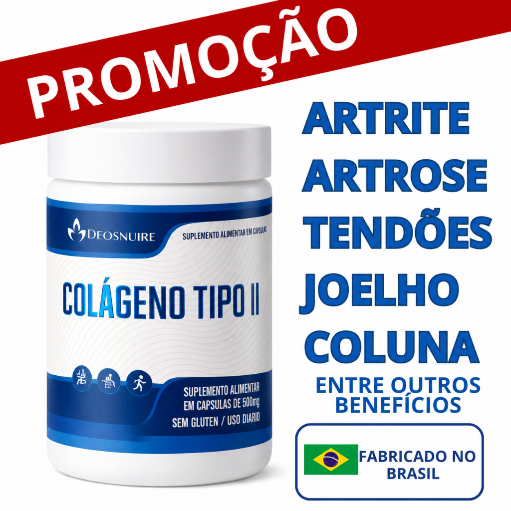 COLÁGENO TIPO 2 ORIGINAL para Articulação Joelho Ossos Cartilagem - POTE PARA 30 DIAS USO
