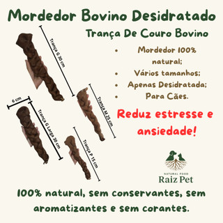 Mordedor Natural para Cães Trança de Couro Bovino Desidratado - Auxilia na Limpeza Dental