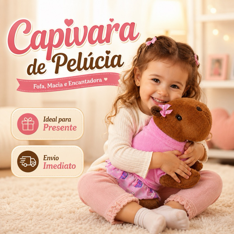 Capivara de Pelúcia 25cm com Roupa Filó Infantil Bicho Pelúcia Decorativo Super Macio para Presente