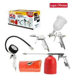 Air Kit Schulz 5 Peças Pistola Pintura Limpeza Pulverizador Calibrador Mangueira Espiral 809.2358-0