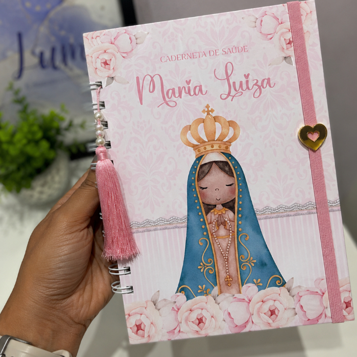 Caderneta de Saúde do Bebê Personalizada com Nome | Nossa Senhora Aparecida | Capa Dura + Consultas