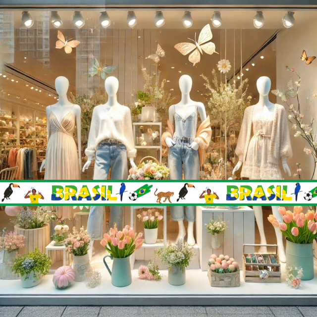 Adesivo Faixa Decorativa Para Vitrine De Loja Brasil Copa Do Mundo Vitrine 15x1m