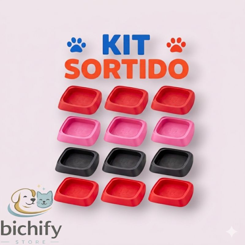 Kit com 12 comedouros Cara de Gato para Revenda ou para seus Pet