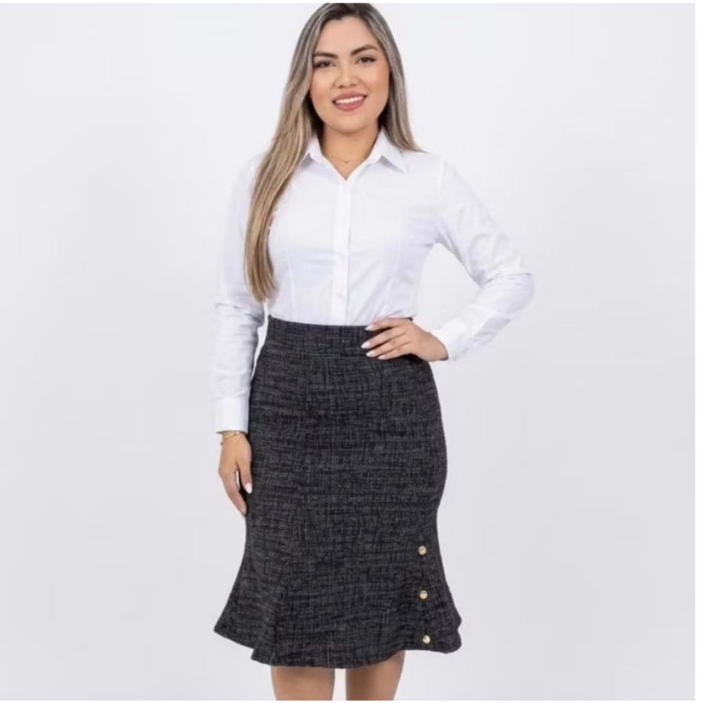 Saia evase godê lisa moda evangelica midi do P ao GG