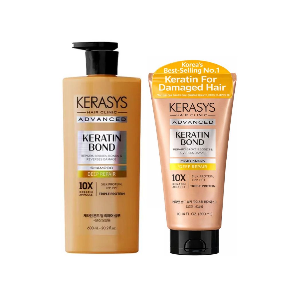 Kerasys Advanced Keratin Bond Deep Repair Kit (Shampoo 600ml + Mask 300ml))