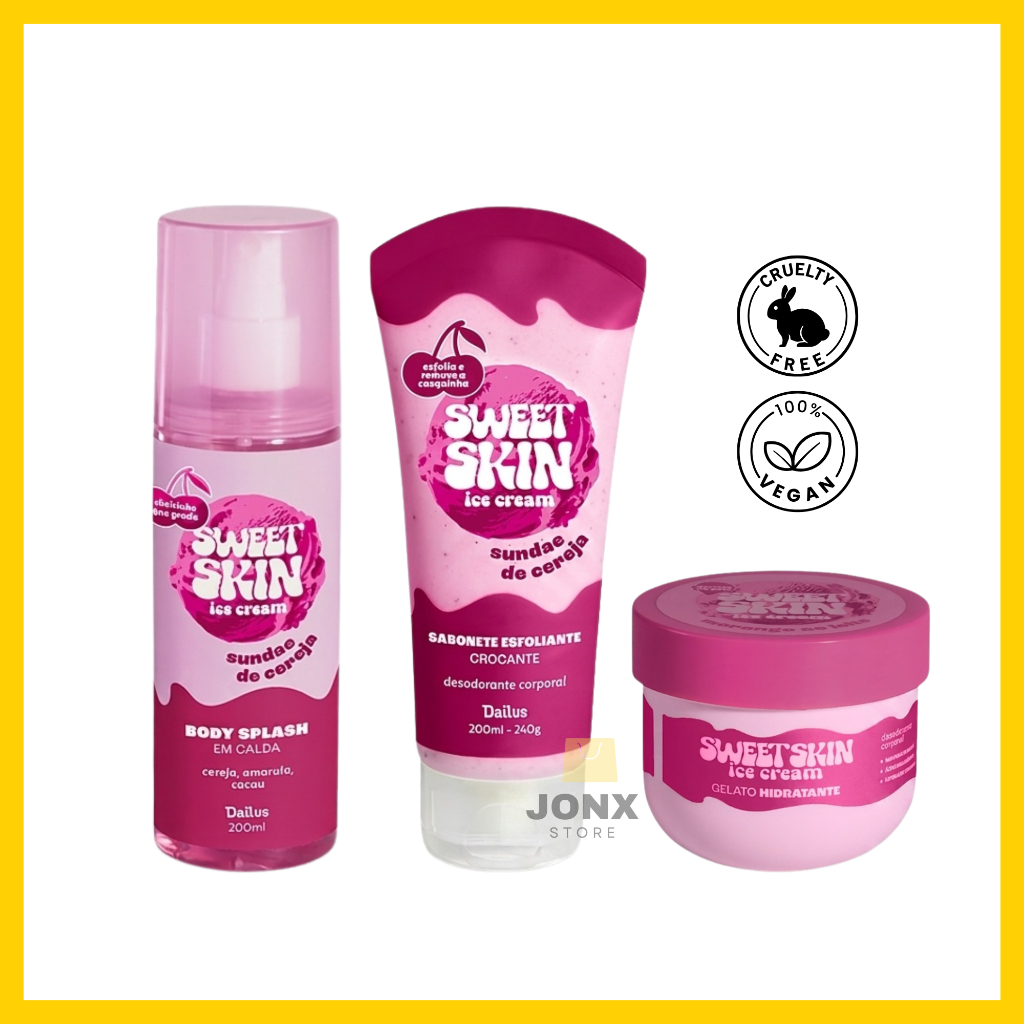 Dailus Sweet Skin Ice Cream Sundae De Cereja Body Splash Sabonete Esfoliante Gelato Hidratante