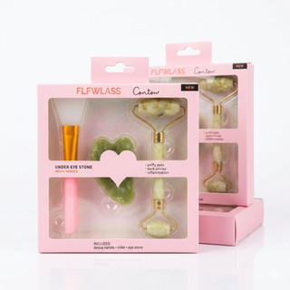 Kit 3 em 1- Rolo de Jade + Pedra Gua Sha + Espátula de Silicone Para Aplicar Máscaras e C…