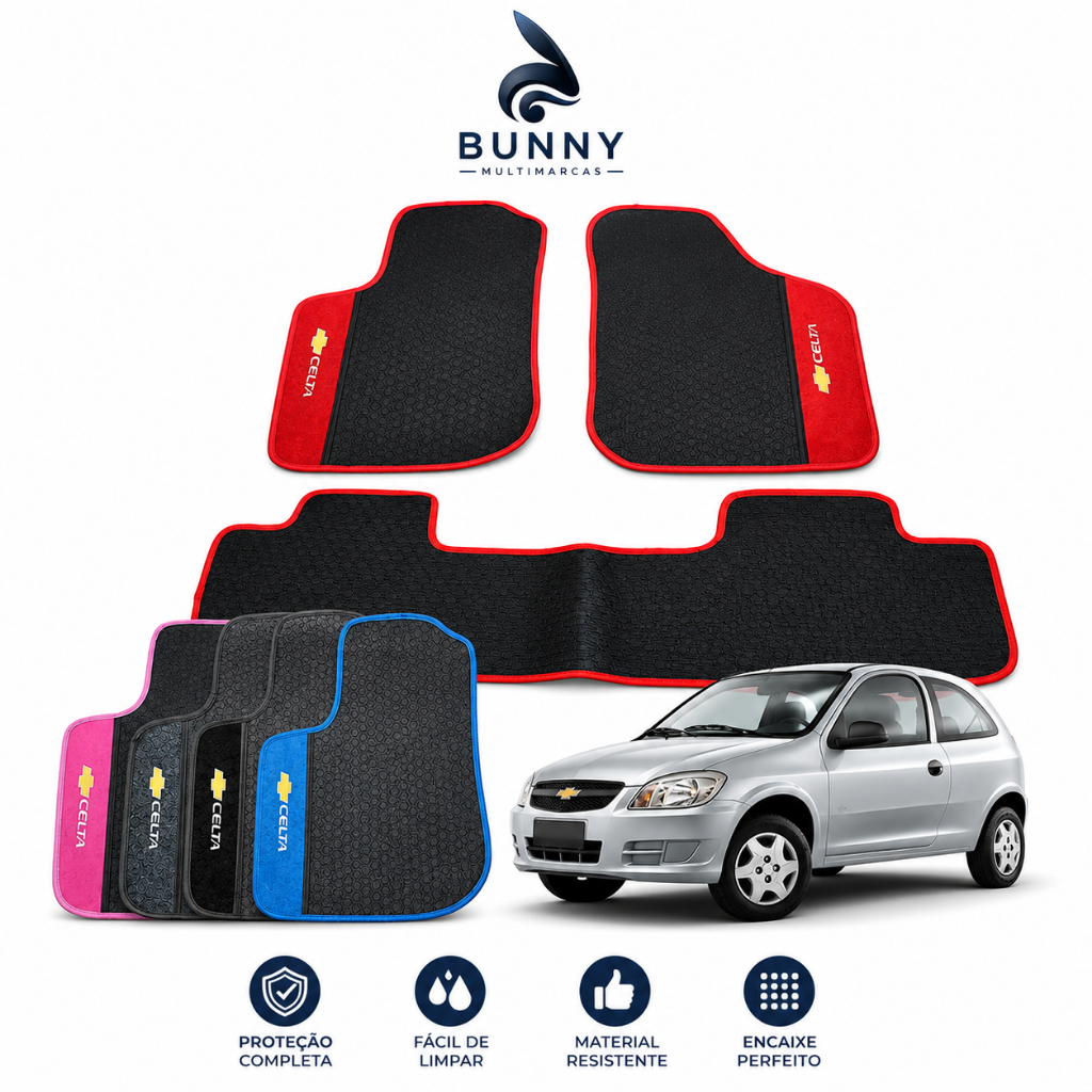 Tapete personalizado Carro Celta 2000 a 2016 Borracha 3 Peças Traseiro Inteiro Jogo Tapete impermeável Automotivo
