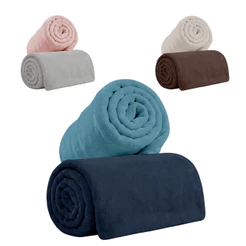 Kit 2 Cobertores Manta Fleece Solteiro Microfibra Hipoalergênico
