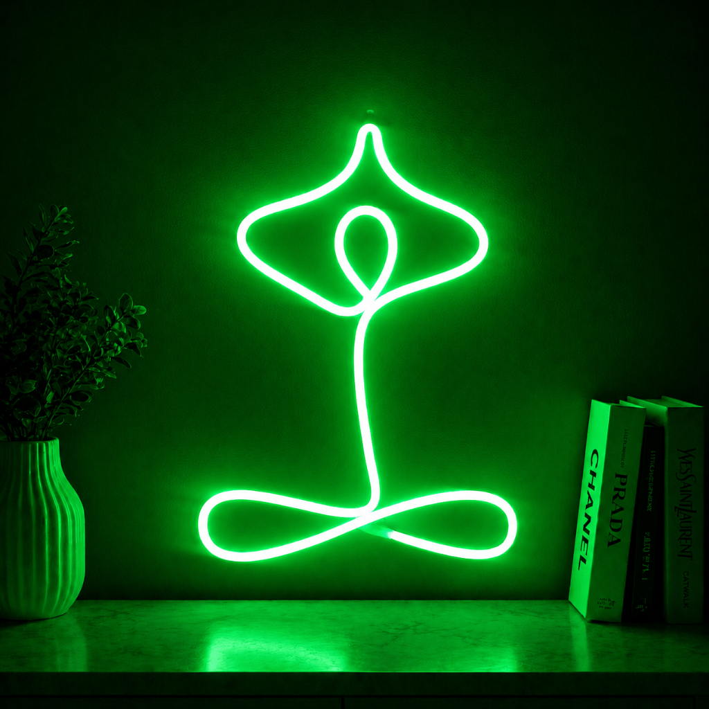 Imagem Luminária Led Neon Meditação Yoga 25 Cm Bivolt Letreiro Decoração Zen Academia Quarto Festa Balada Luz Parede Iluminação