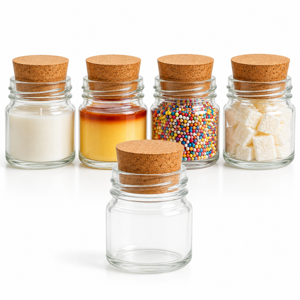 300 Mini Pote De Vidro 40ml P/ Velas Tampa De Rolha Cortiça Promoção