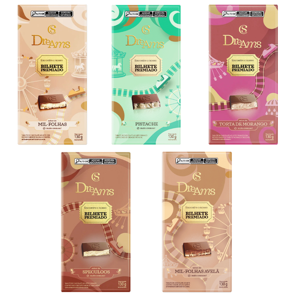 Kits Tabletes Dreams Bilhete Premiado 130g Cacau Show