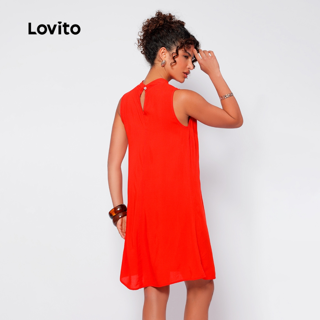 Lovito Vestido Feminino Curto sem Manga DRB77BRL106 · foto 2