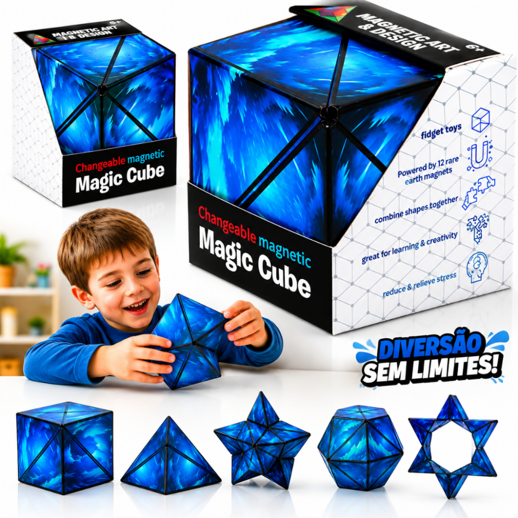 Cubo magico mutavel full magnetico 72 formas classe ultra raro