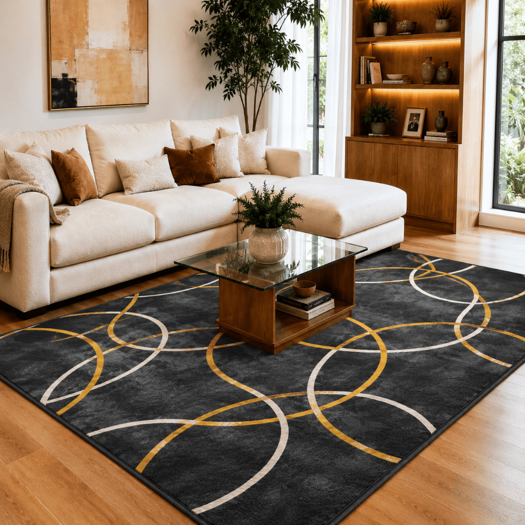 Tapete Sala Geometrico Luxo 2,00x1,50m Grande Macio Decorativo Moderno Antiderrapante