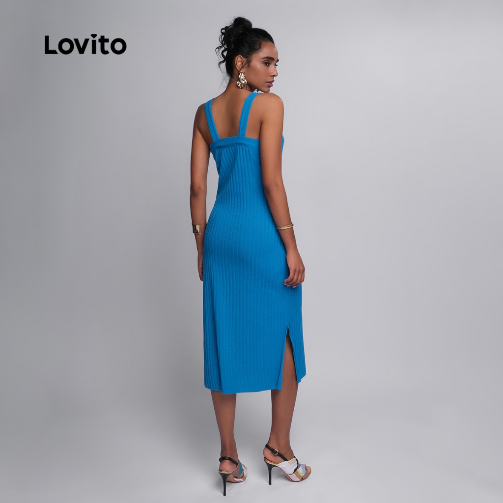 Lovito Vestido Midi Feminino de Tricot Canelado DRB942BRL972 · foto 2