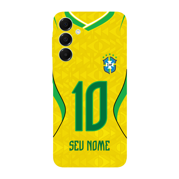 Capinha para Samsung A16 Anti Impacto Personalizada - Copa Brasil Brazil Amarela com nome e número