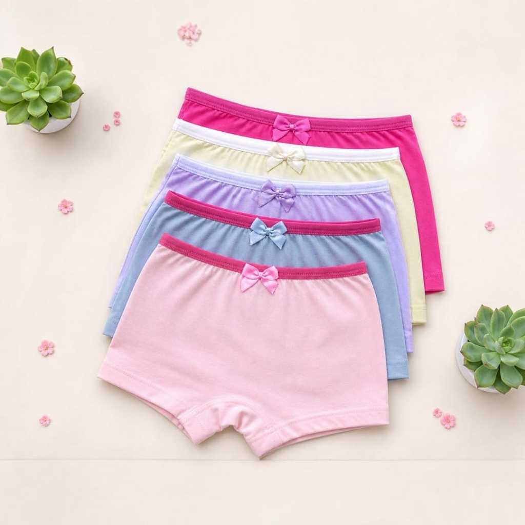 Kit Calcinha Box Boxer Infantil~Menina Bebê Juvenil Tapa Fralda Malha-Coton Premium Algodão  Roupa Íntimas Short Vestido