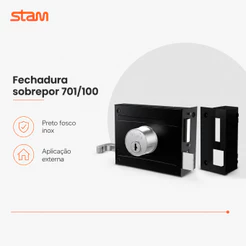 Fechadura Portão Sobrepor Stam 701/100 Com 2 Chaves