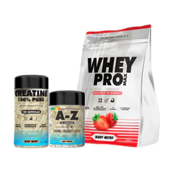 Kit Whey Protein 900g + Creatina 100% e Multivitamínico AZ - Recuperação Muscular e Ganho de Força